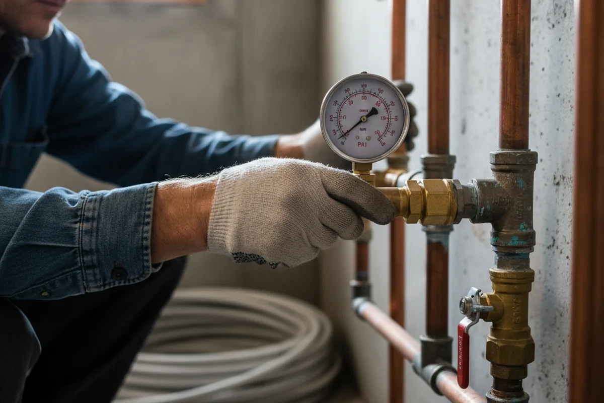 Pressure testing a repaired line during Water Line Repair in Kite
